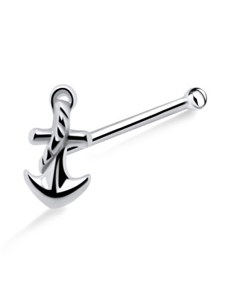 Roped Anchor Shaped Silver Bone Nose Stud NSKD-1035